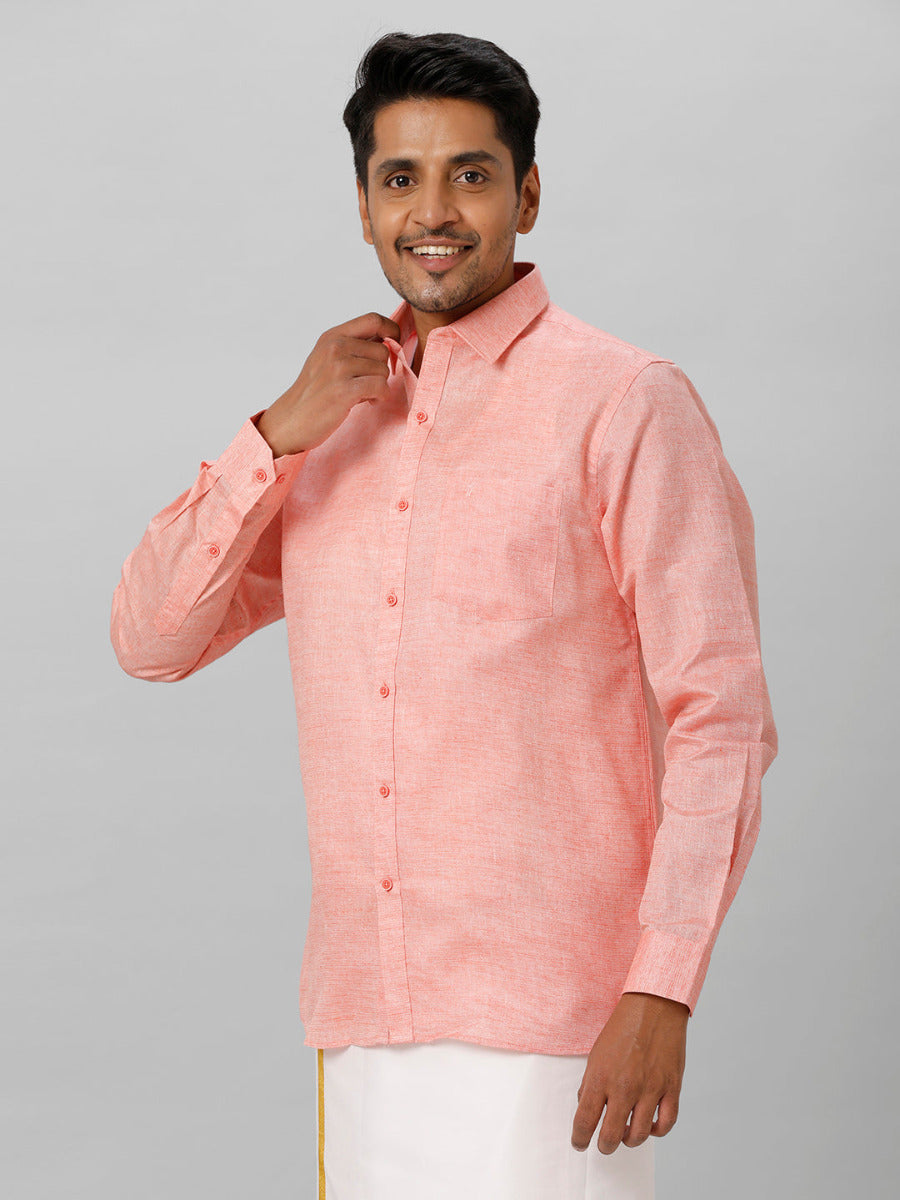 Mens Cotton Formal Shirt Full Sleeves Light Pink T3 CV11-Side view