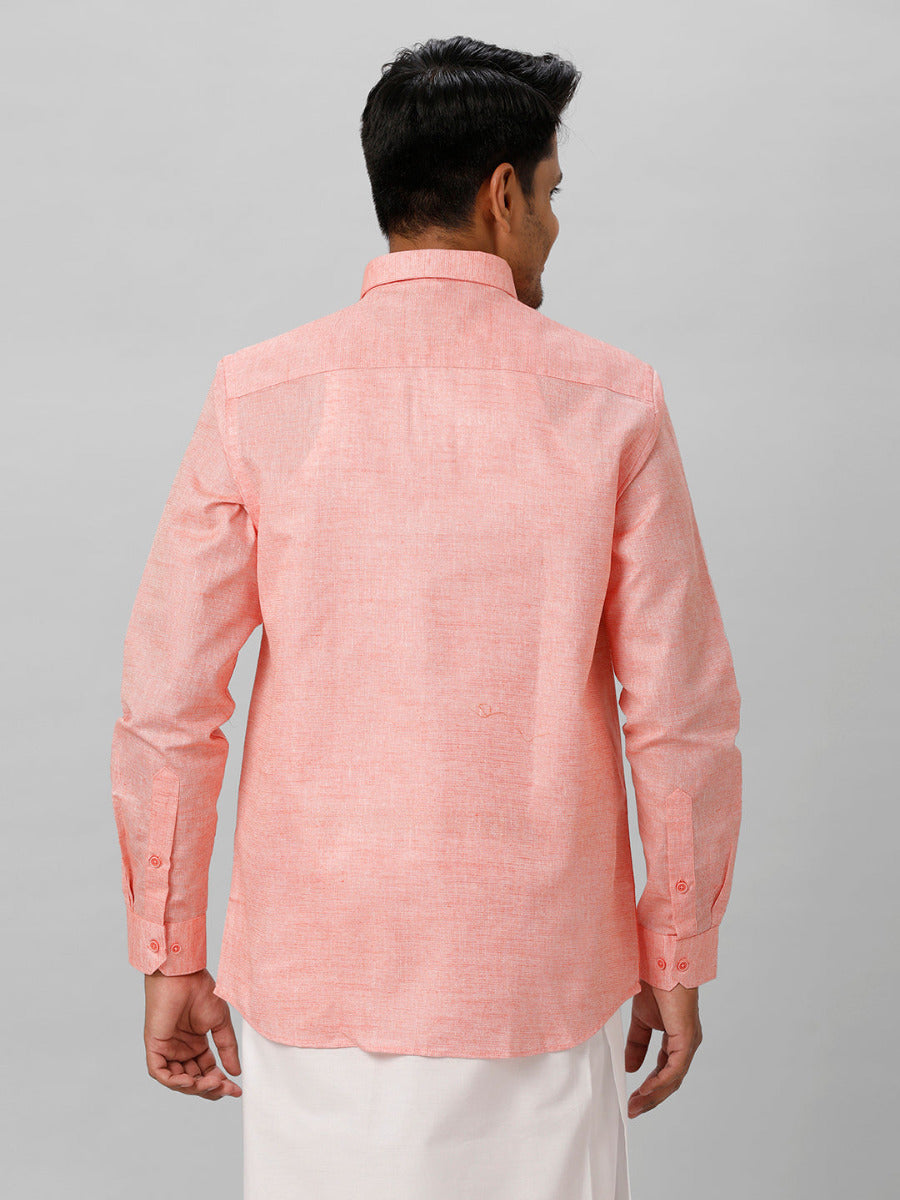 Mens Cotton Formal Shirt Full Sleeves Light Pink T3 CV11-Backview
