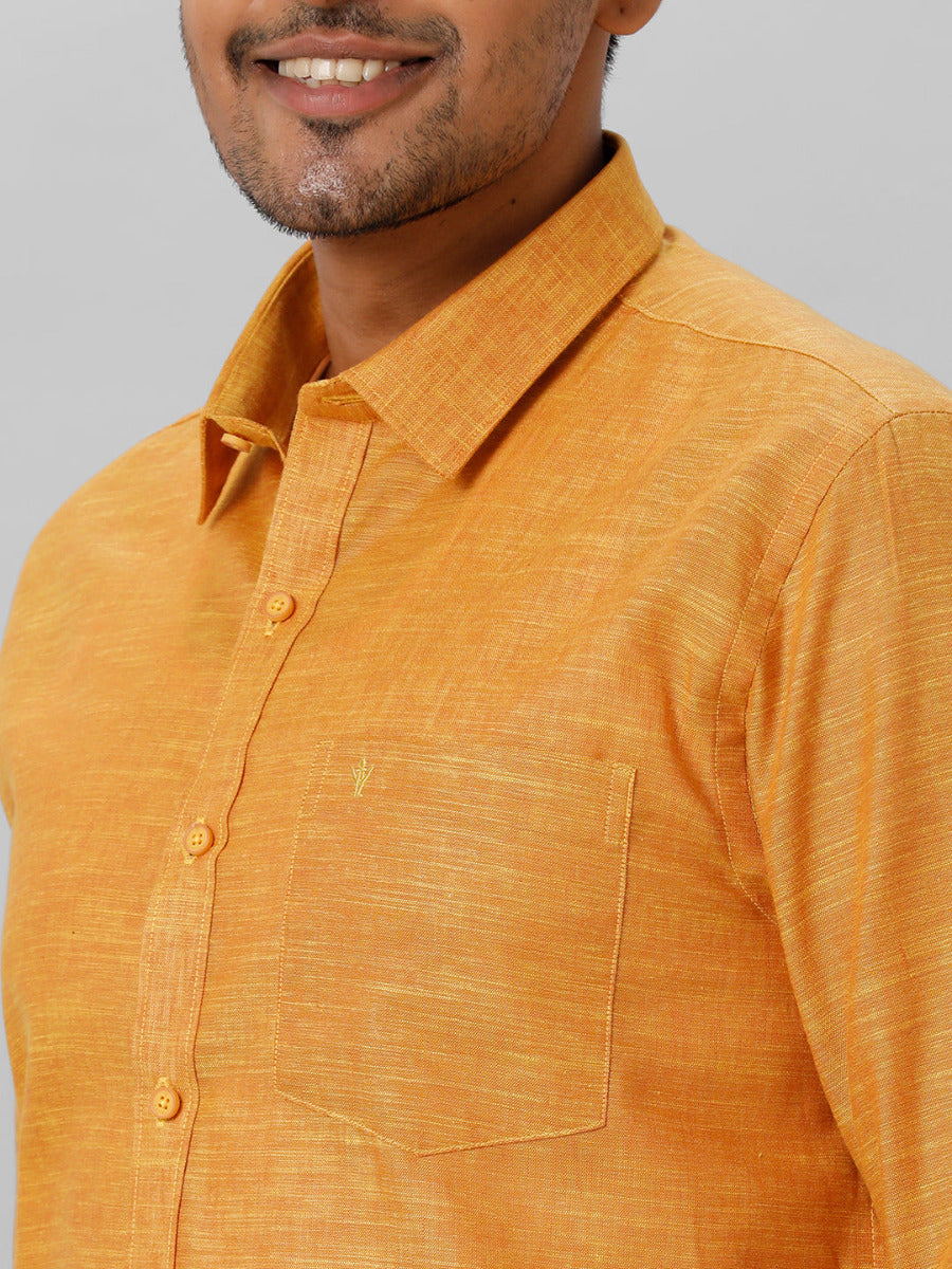 Mens Cotton Formal Mustard Full Sleeves Shirt T28 TD1-Zoom view