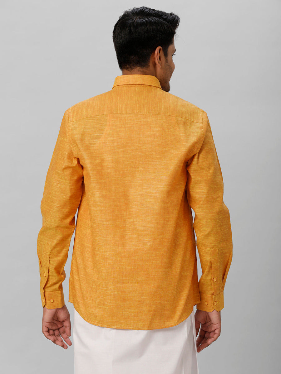 Mens Cotton Formal Mustard Full Sleeves Shirt T28 TD1-Back view