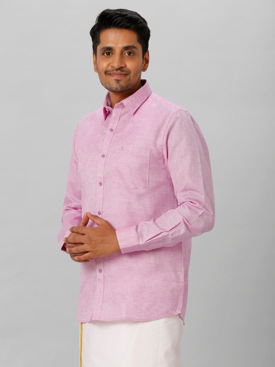 Mens Cotton Formal Shirt Full Sleeves Lavender T3 CV18-Side view