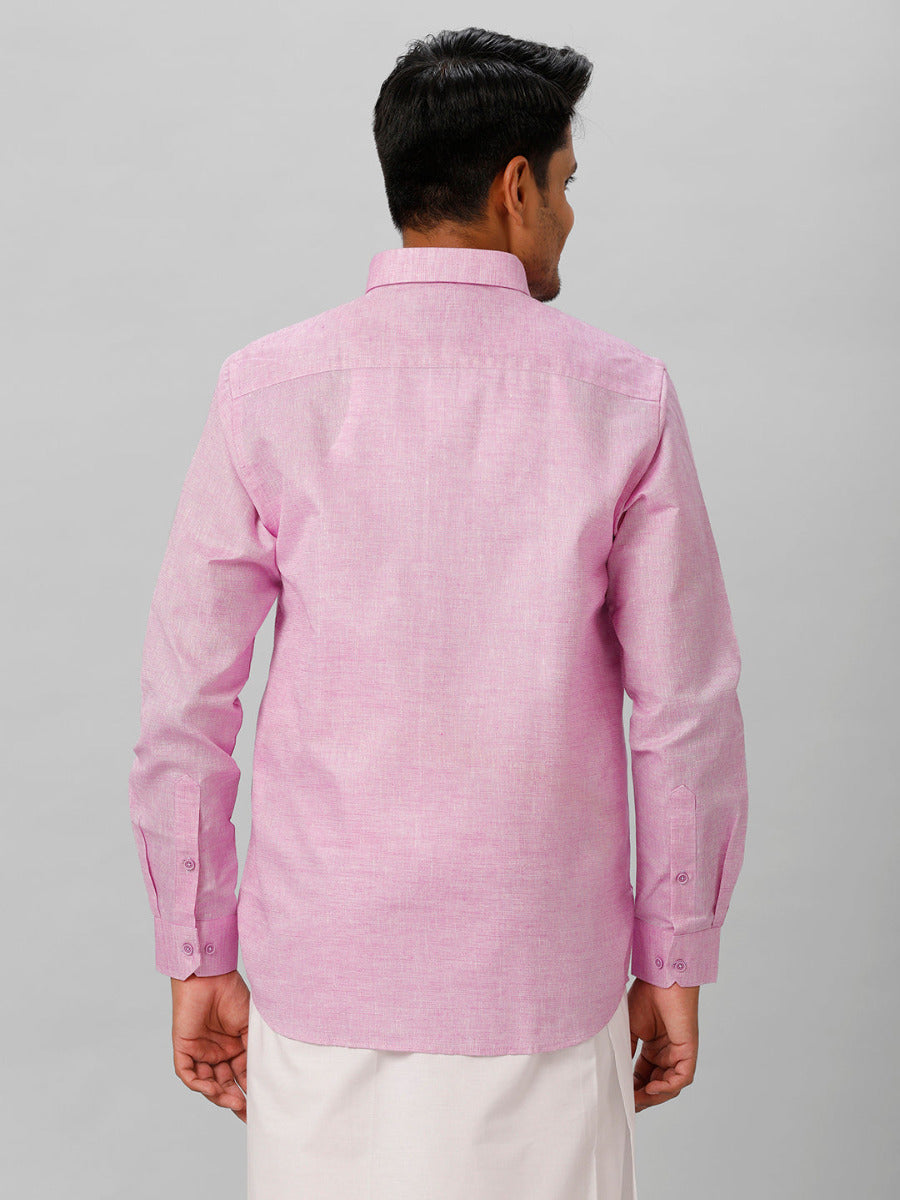 Mens Cotton Formal Shirt Full Sleeves Lavender T3 CV18-Back view