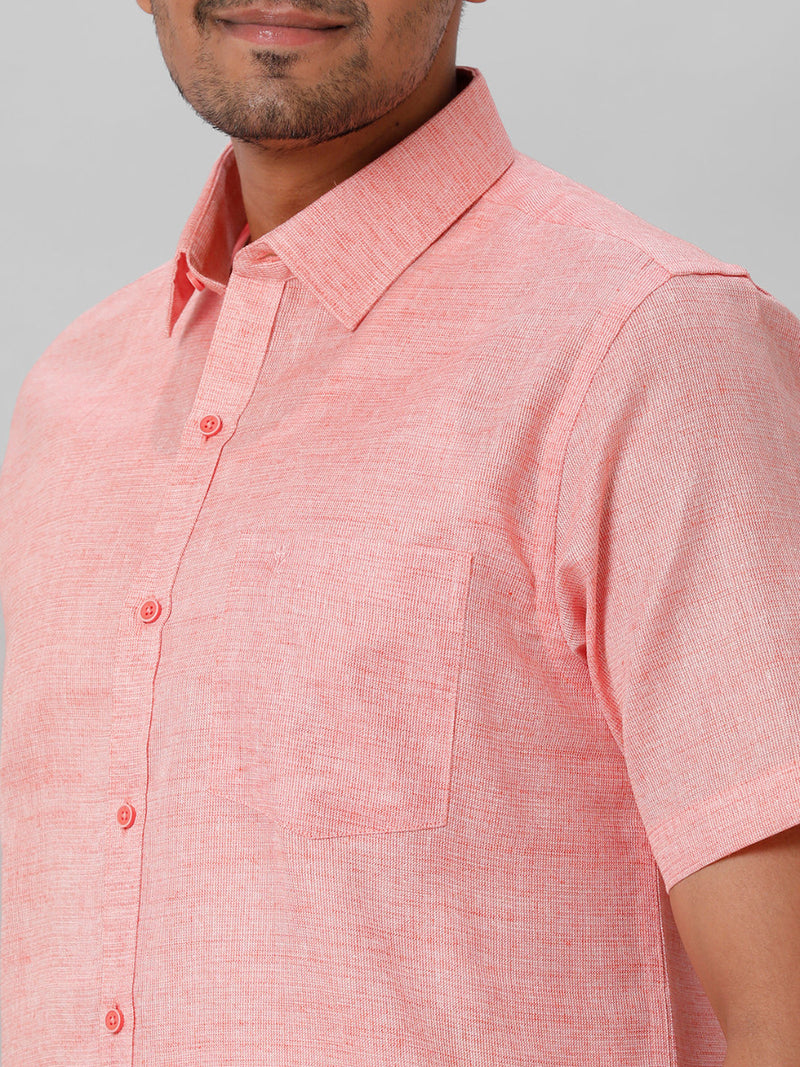 Mens Cotton Formal Shirt Half Sleeves Light Pink T3 CV11