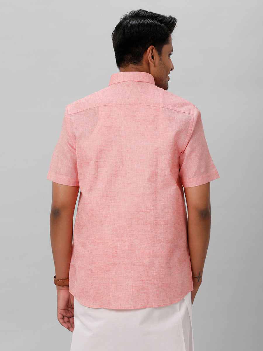 Mens Cotton Formal Shirt Half Sleeves Light Pink T3 CV11-Backv iew
