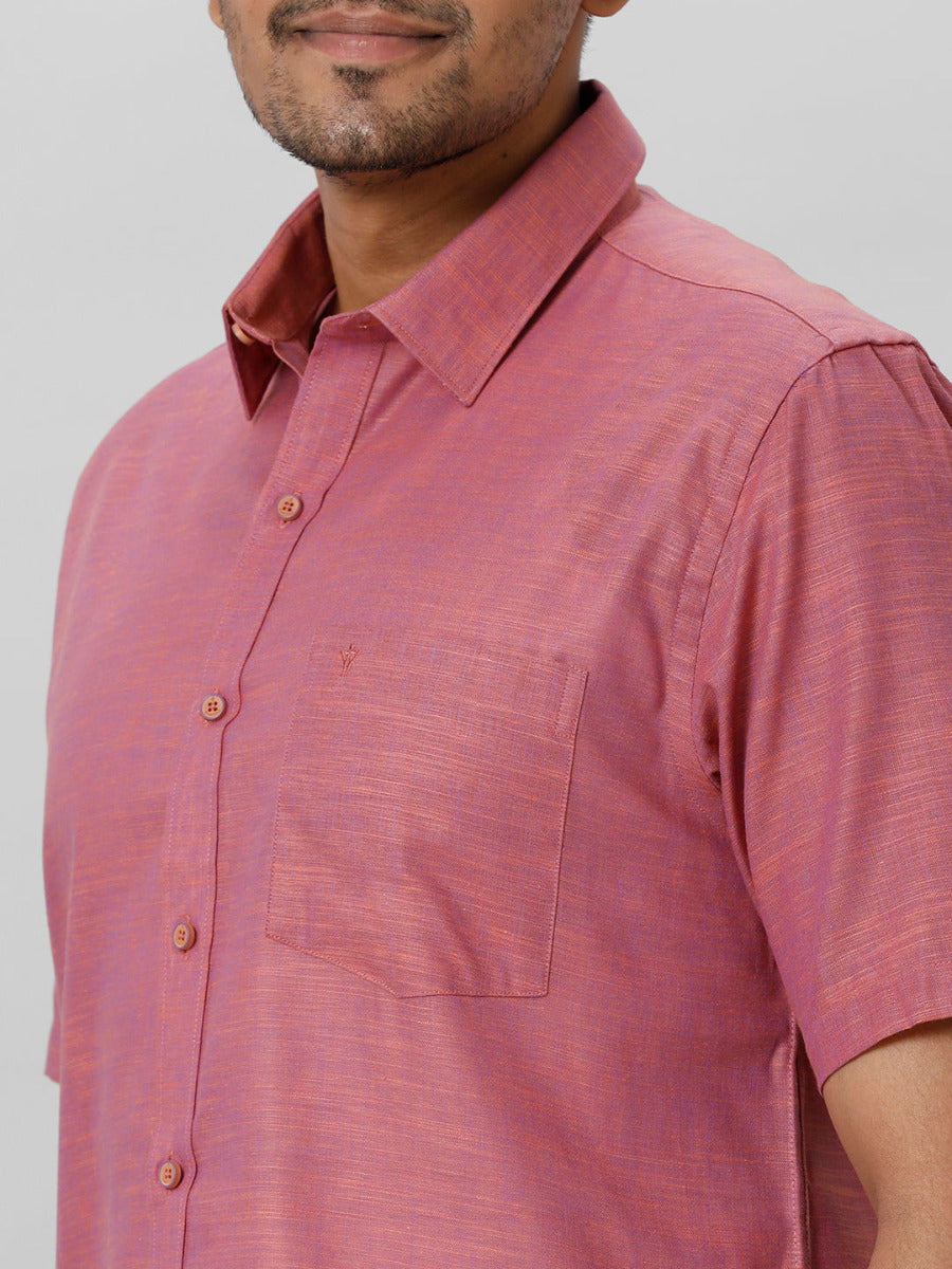 Mens Cotton Formal Purple Half Sleeves Shirt T28 TD7-Zoomview