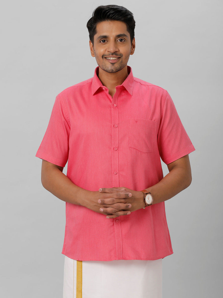 Mens Cotton Formal Pink Half Sleeves Shirt T31 TG2