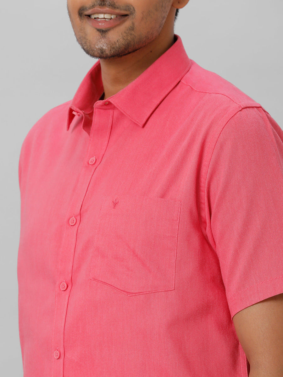 Mens Cotton Formal Pink Half Sleeves Shirt T31 TG2-Zoom view