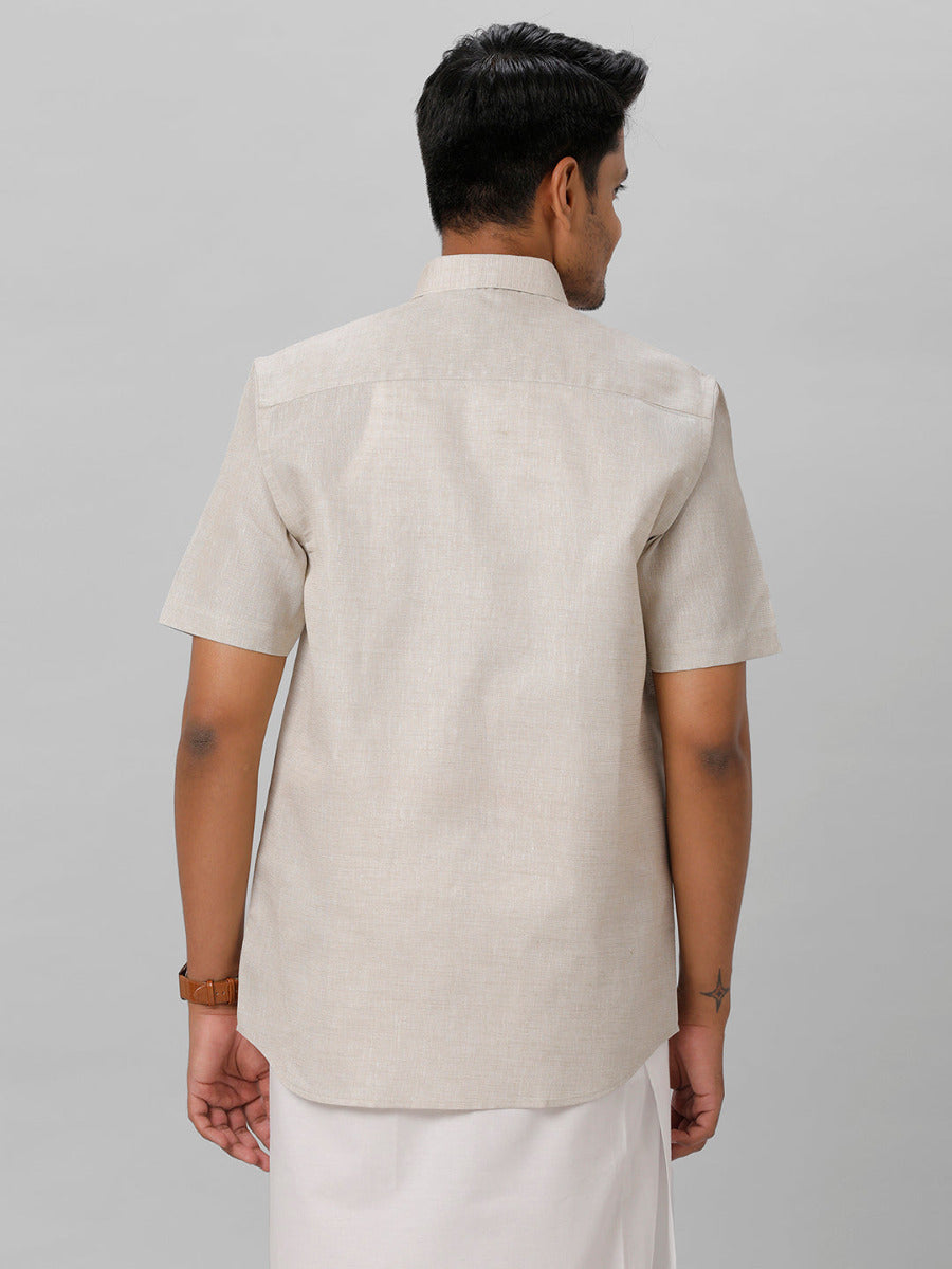 Mens Cotton Formal Shirt Half Sleeves Grey T3 CV7-Back view