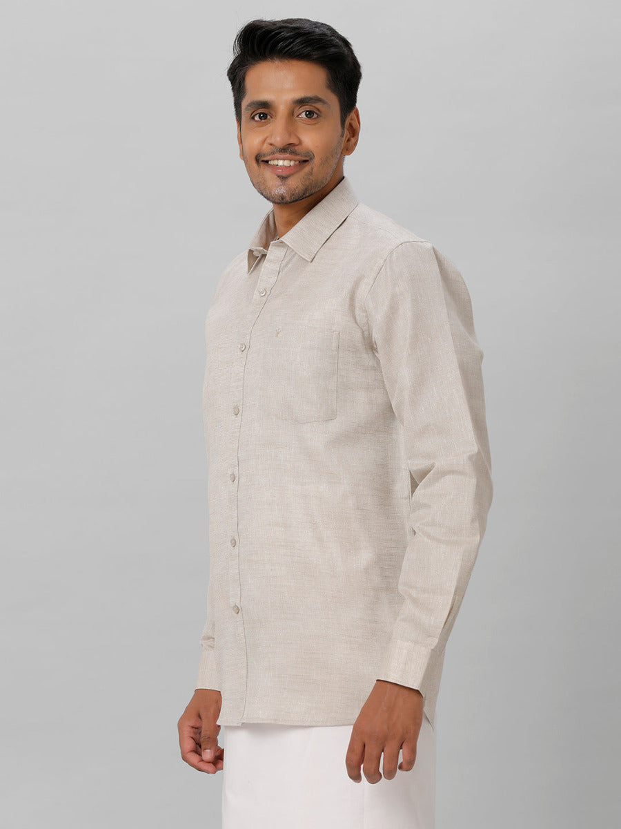 Mens Cotton Formal Shirt Full Sleeves Grey T3 CV7-Sdie view
