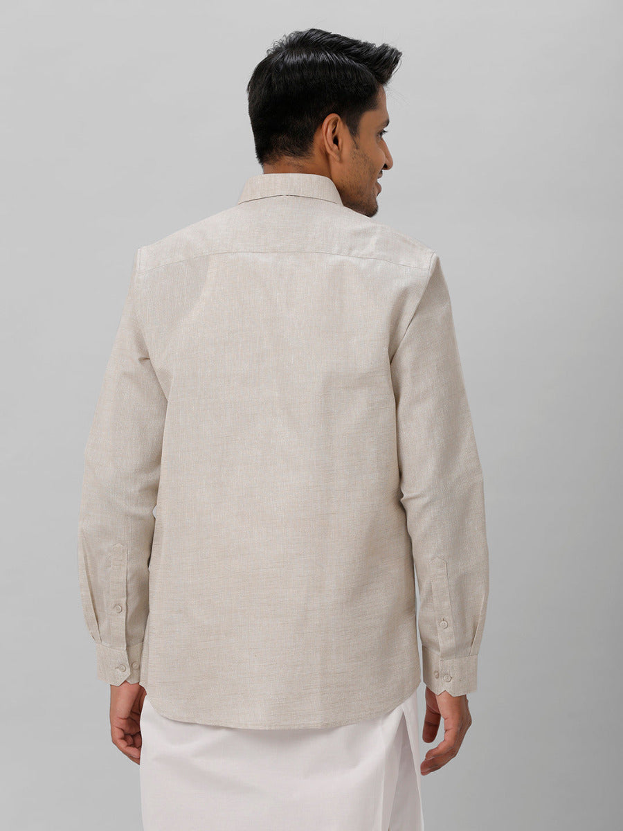 Mens Cotton Formal Shirt Full Sleeves Grey T3 CV7-Back view