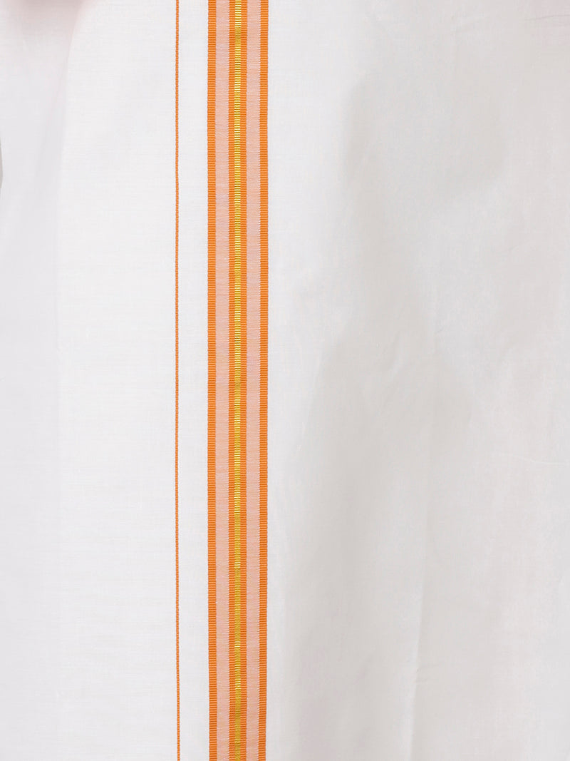 Mens Orange Medium Length Matching Kurta & Dhoti Set FS3