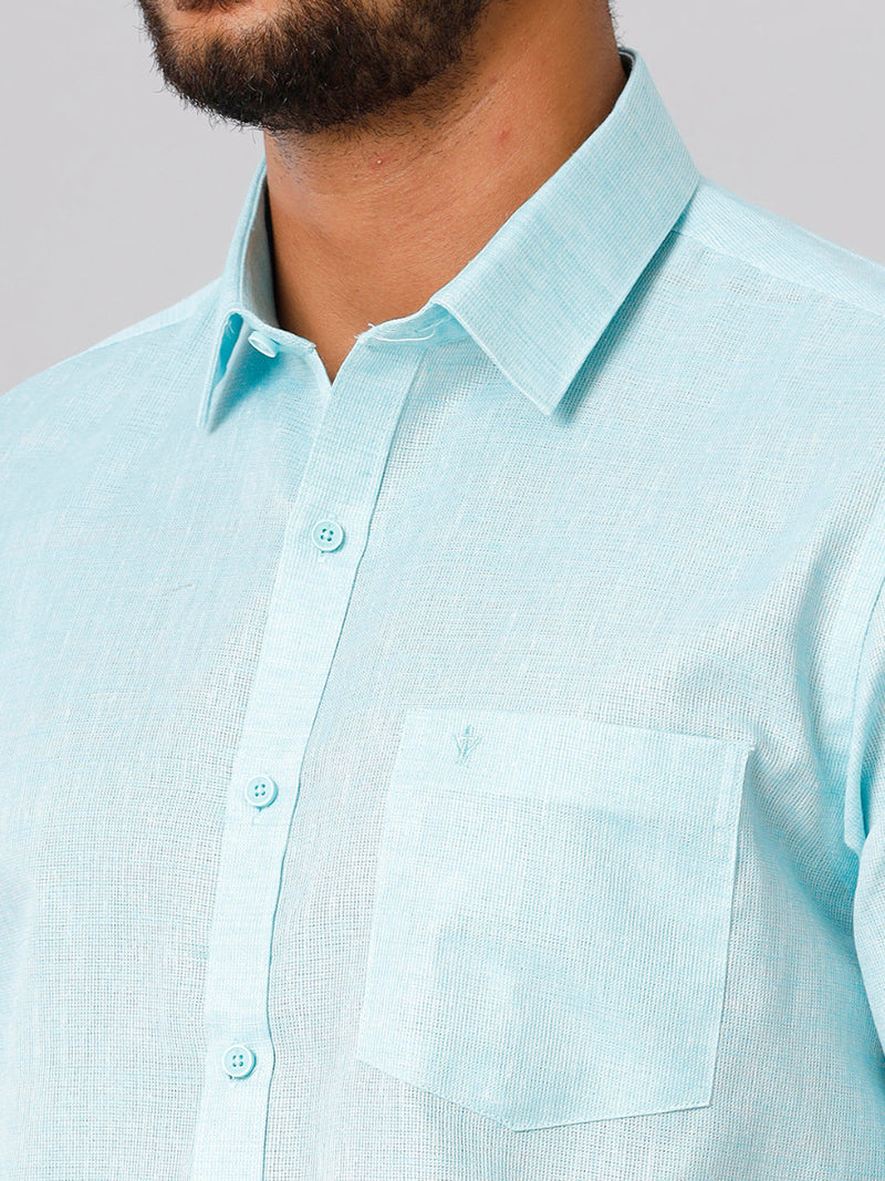 Mens Cotton Formal Shirt Half Sleeves Blue T3 CV10