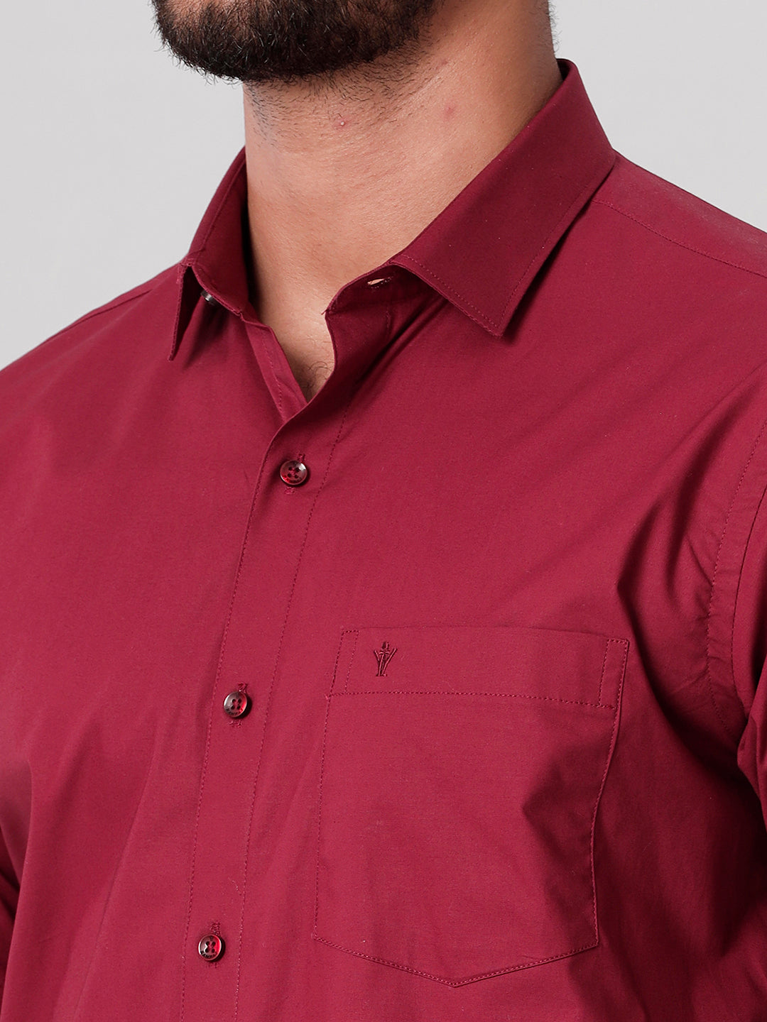 Mens Formal Cotton Spandex 2 Way Stretch Maroon Half Sleeves Shirt LY6-Zoom view