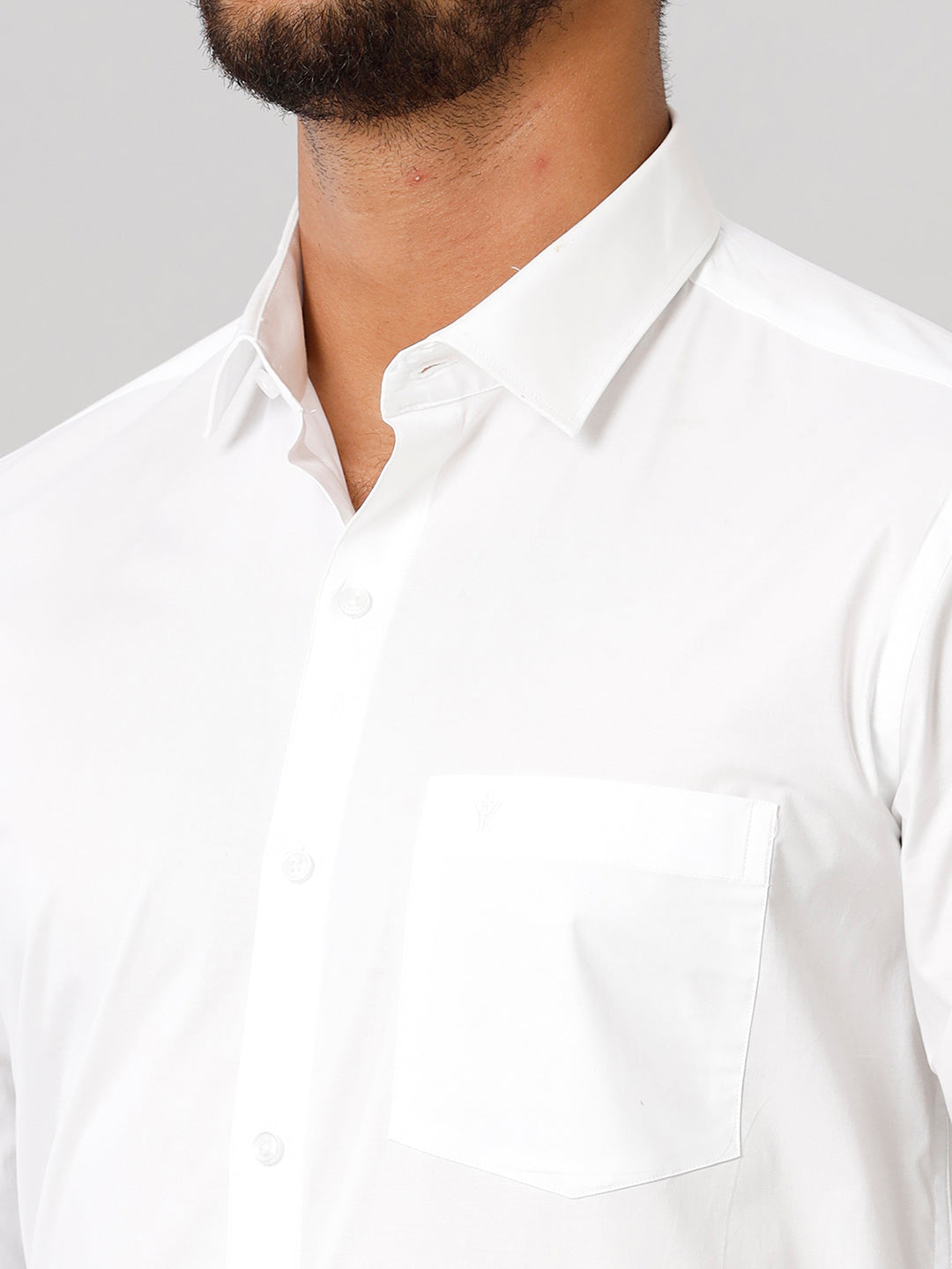 Mens Formal Cotton Spandex 2 Way Stretch White Full Sleeves Shirt-Zoomview