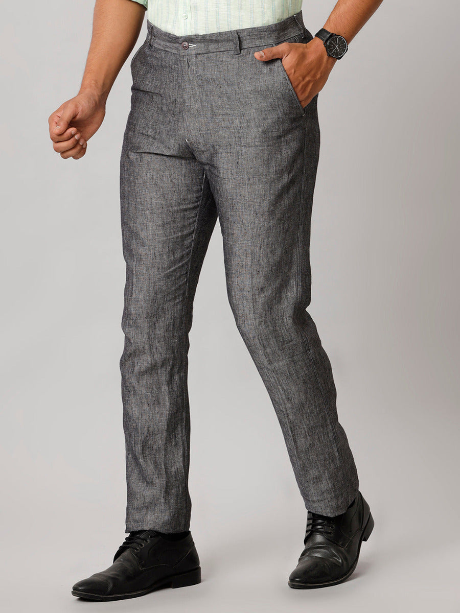 Buy Dennis Lingo Men Slim Fit Beige Linen Trouser at Amazon.in