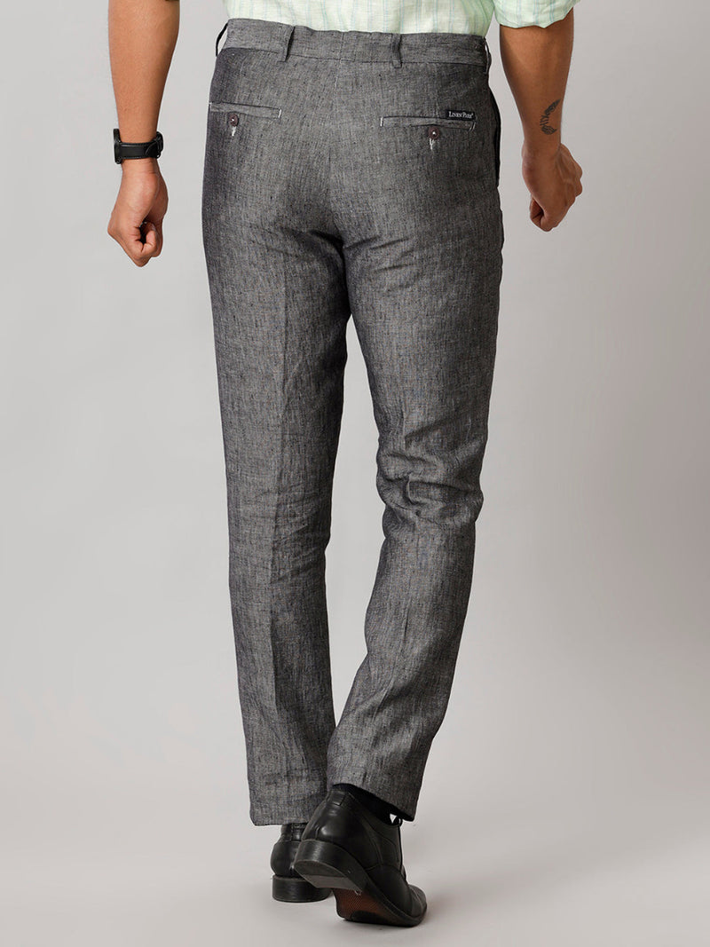 Mens Trim Fit Grey Linen Pant