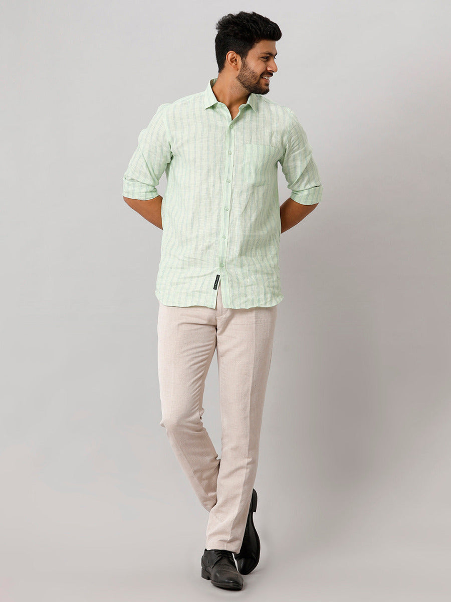 Buy Ramraj Cotton Men Green Color Full Sleeves Striped Linen Shirt Online  at Best Prices in India - JioMart.