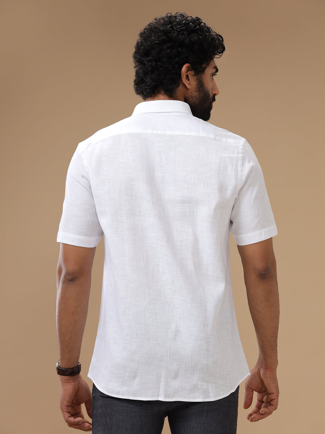 Men Linen Cotton White Shirt 7525