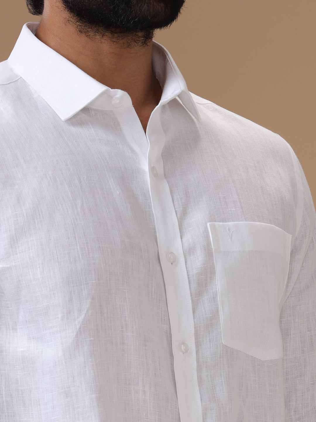 Men Pure Linen White Shirt 5605