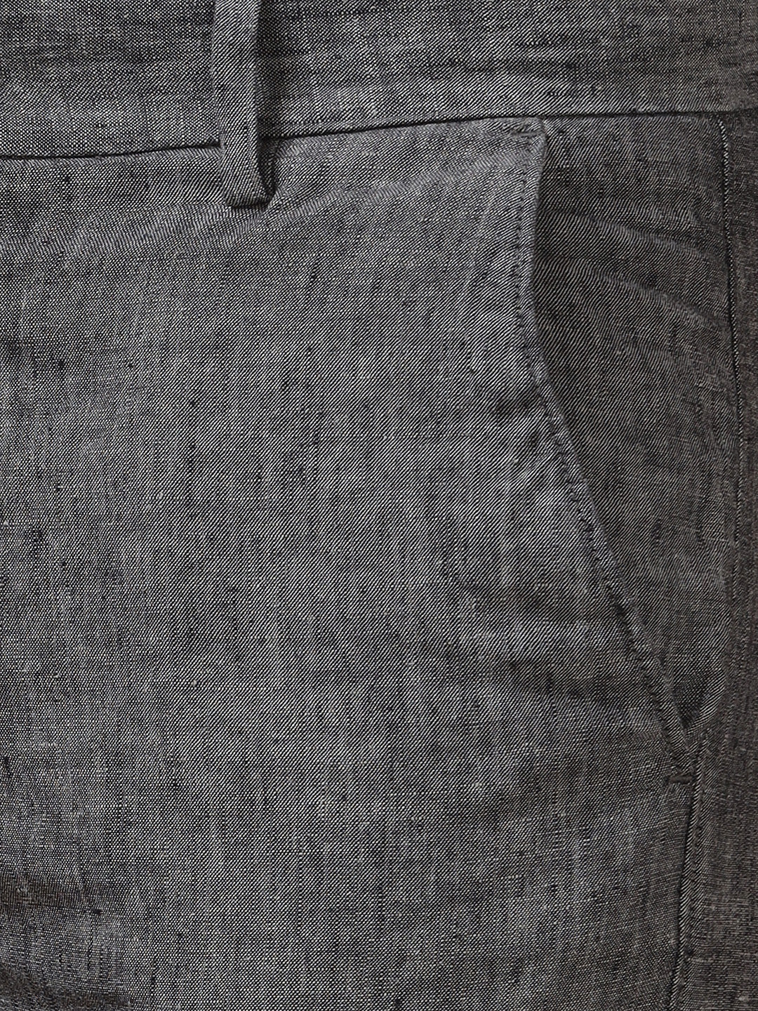 Men Pure Linen Grey Pant with Trim Fit  PL02