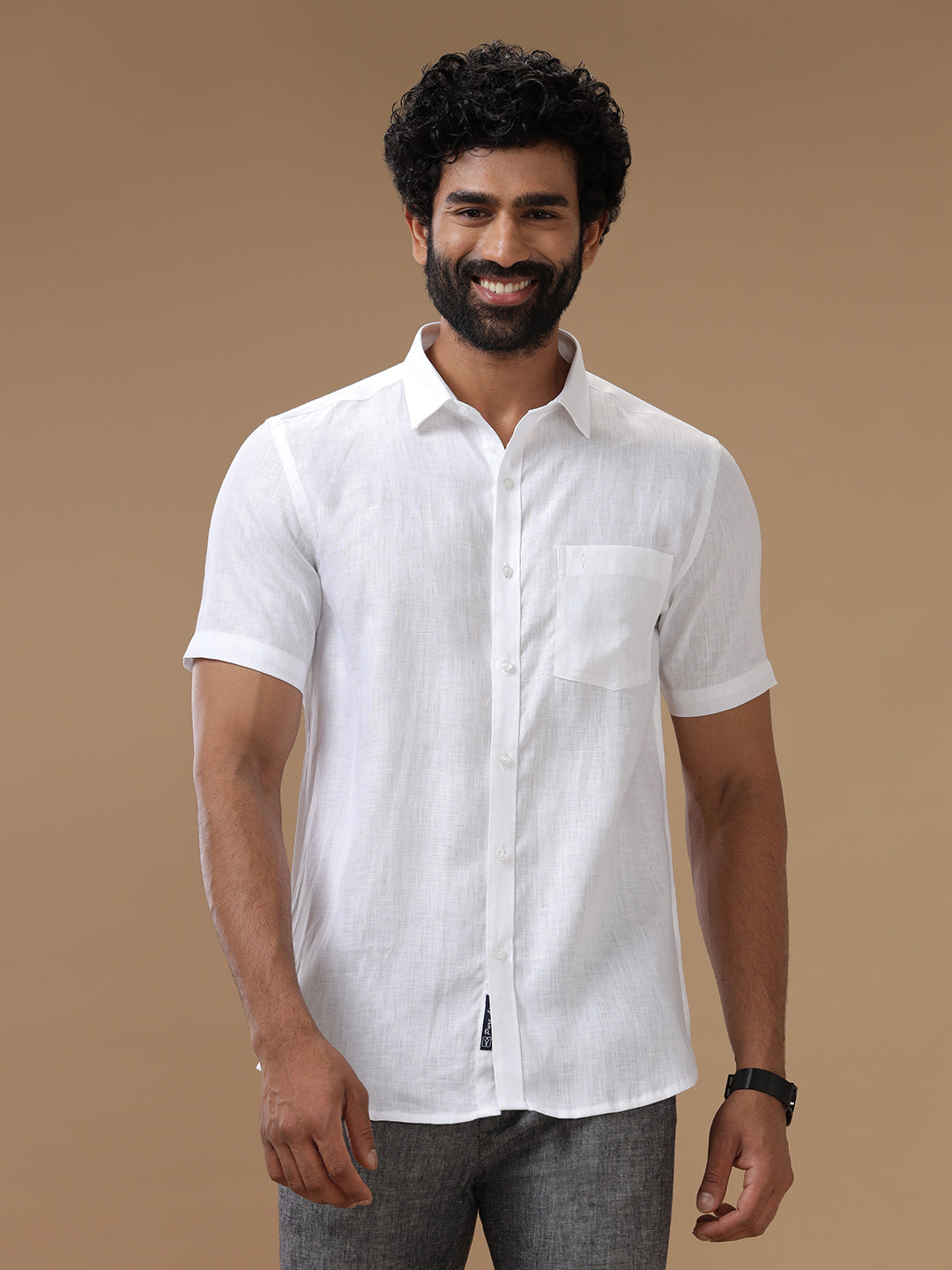 Men Pure Linen White Shirt 5605