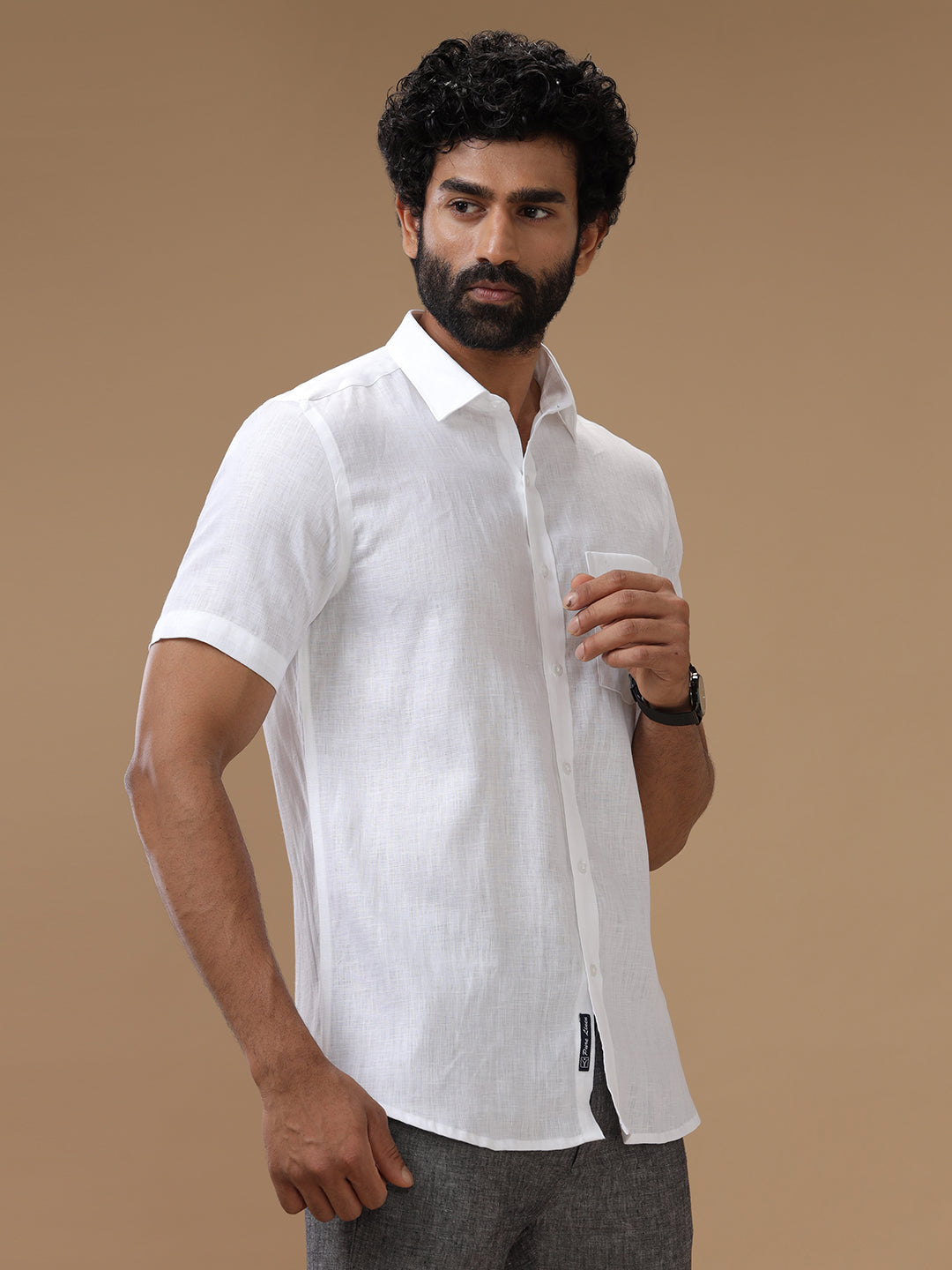 Mens 100% Pure Linen White Shirt 5605