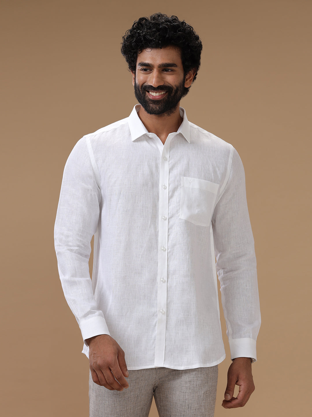 Mens 100% Pure Linen White Shirt European Linen