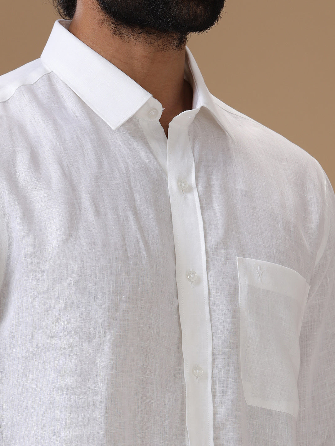 Men Pure Linen White Shirt 5090