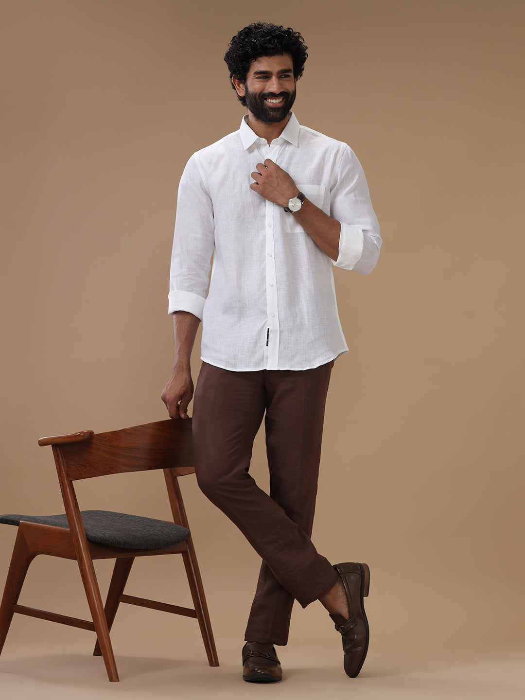 Men Pure Linen White Shirt 5100