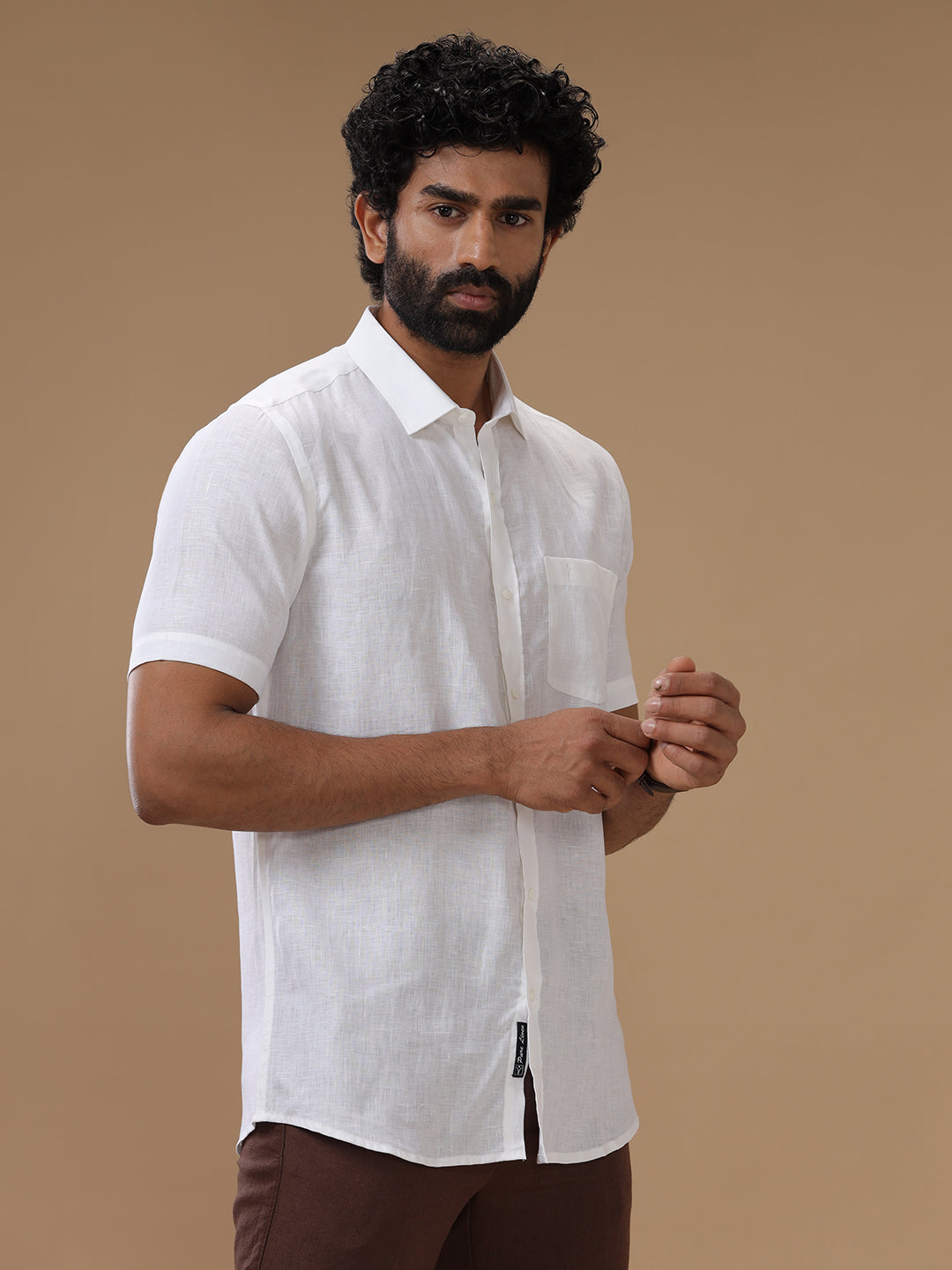 Men Pure Linen White Shirt 5090