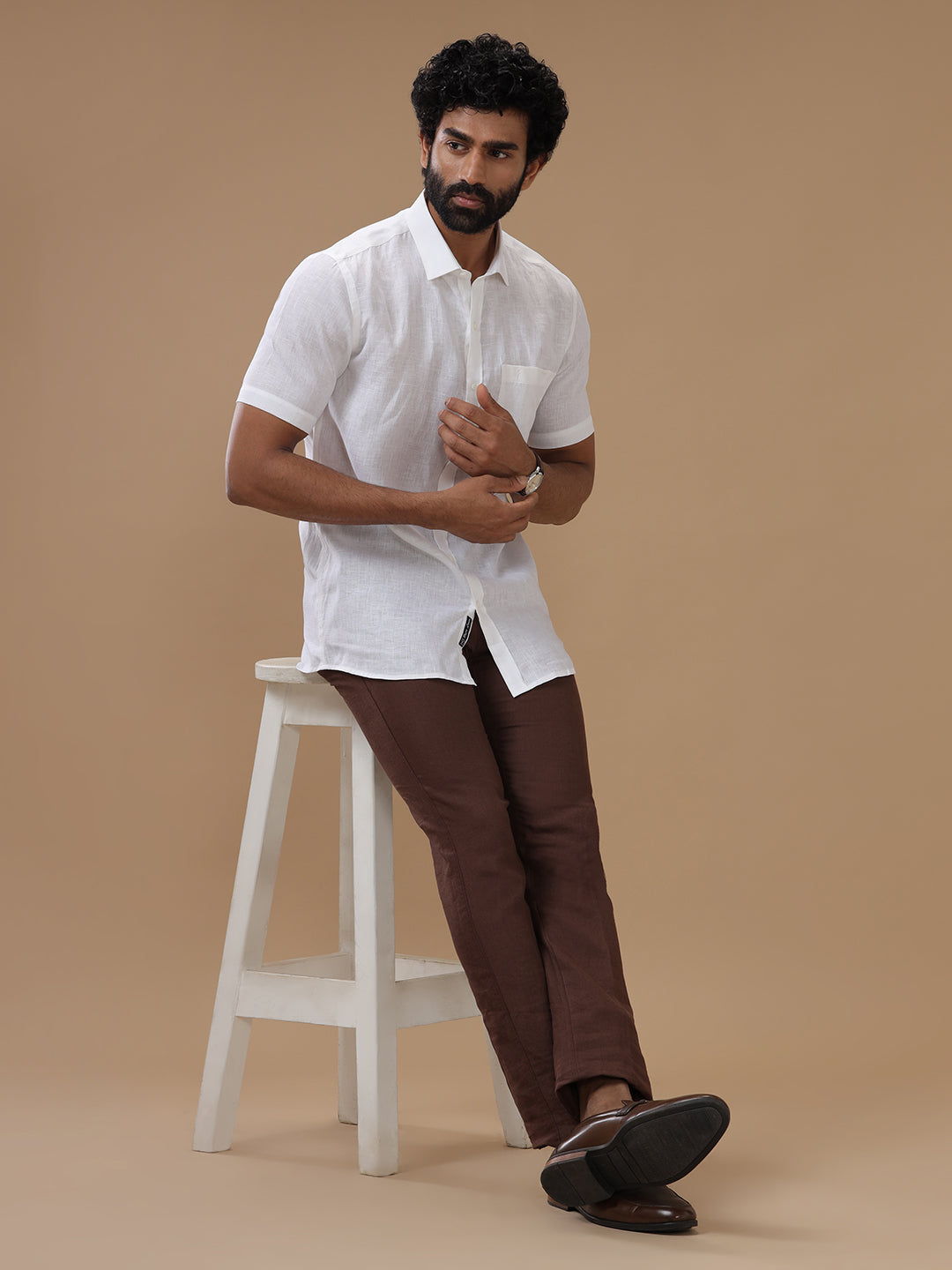 Men Pure Linen White Shirt 5100