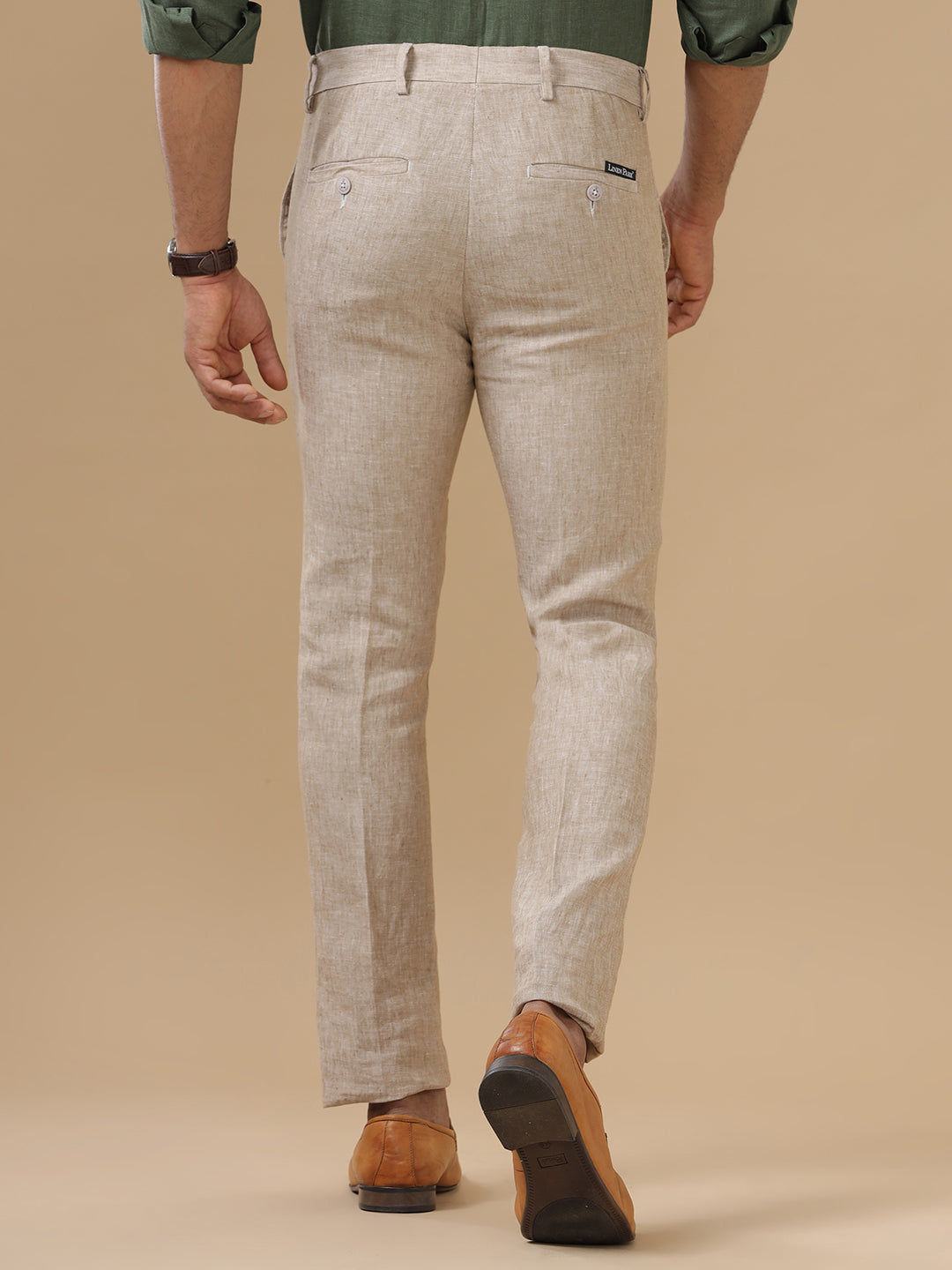 Men Pure Linen Sandal Pant with Trim Fit PL03