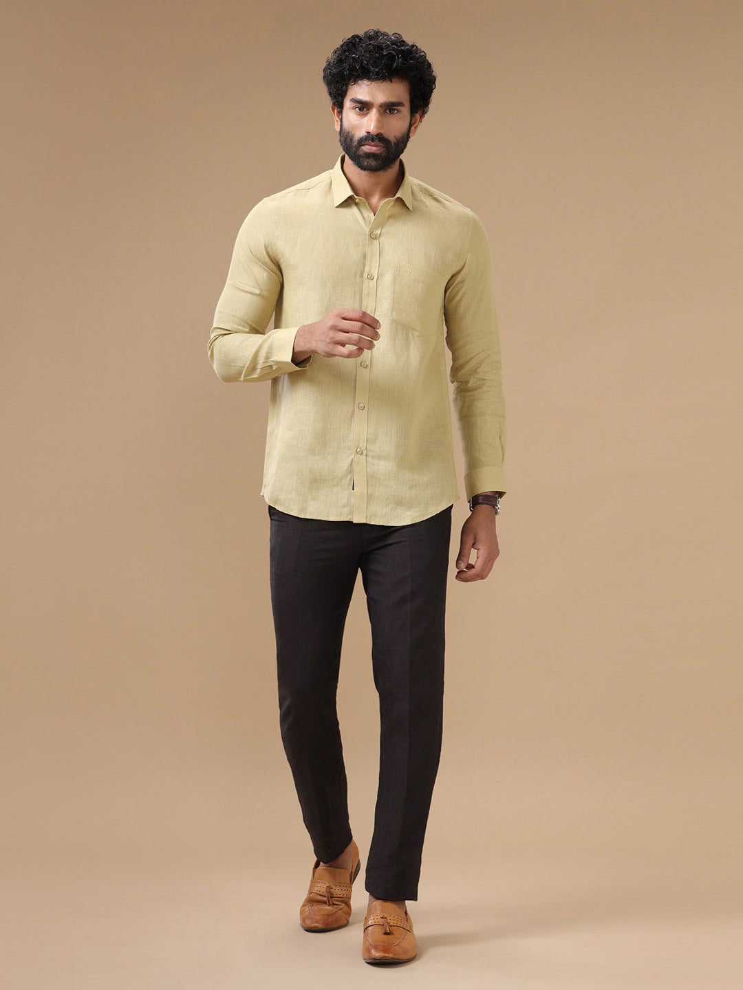 Men Pure Linen Shirt Sandal