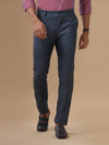 Linen Cotton Grayish Blue Trim Fit Pants LC10