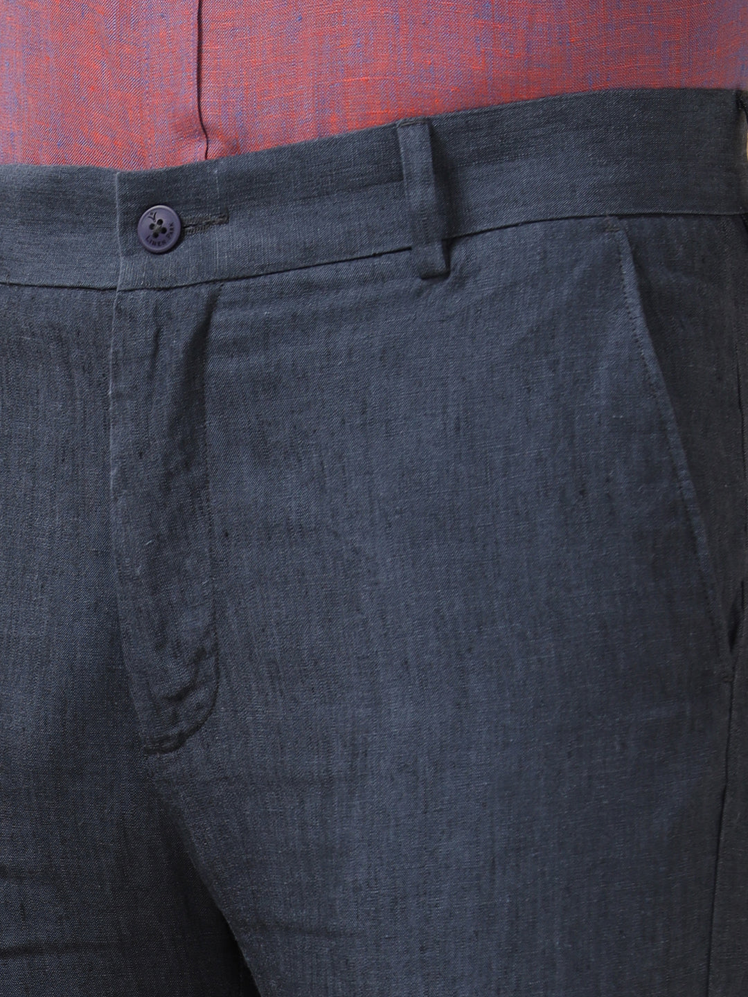 Men Linen Cotton Grayish Blue Pant with Trim Fit LC10