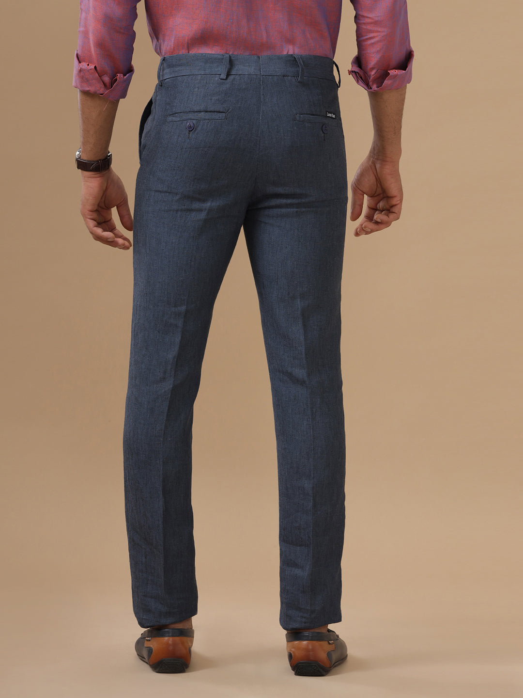Men Linen Cotton Grayish Blue Pant with Trim Fit LC10