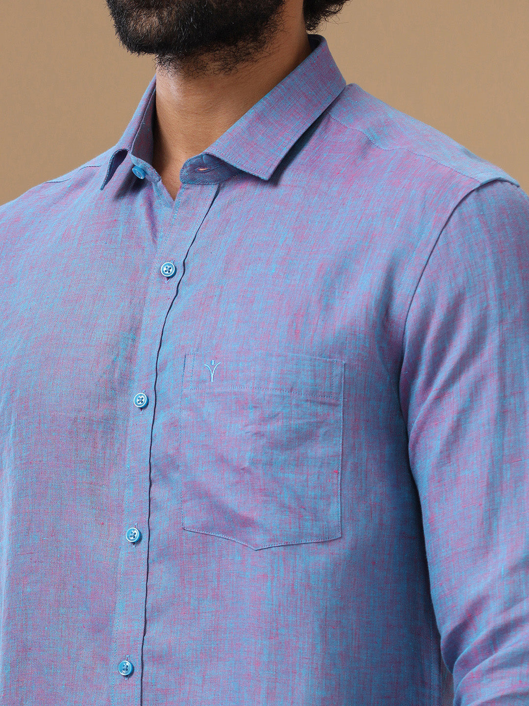 Men Pure Linen Shirt Violet - L81