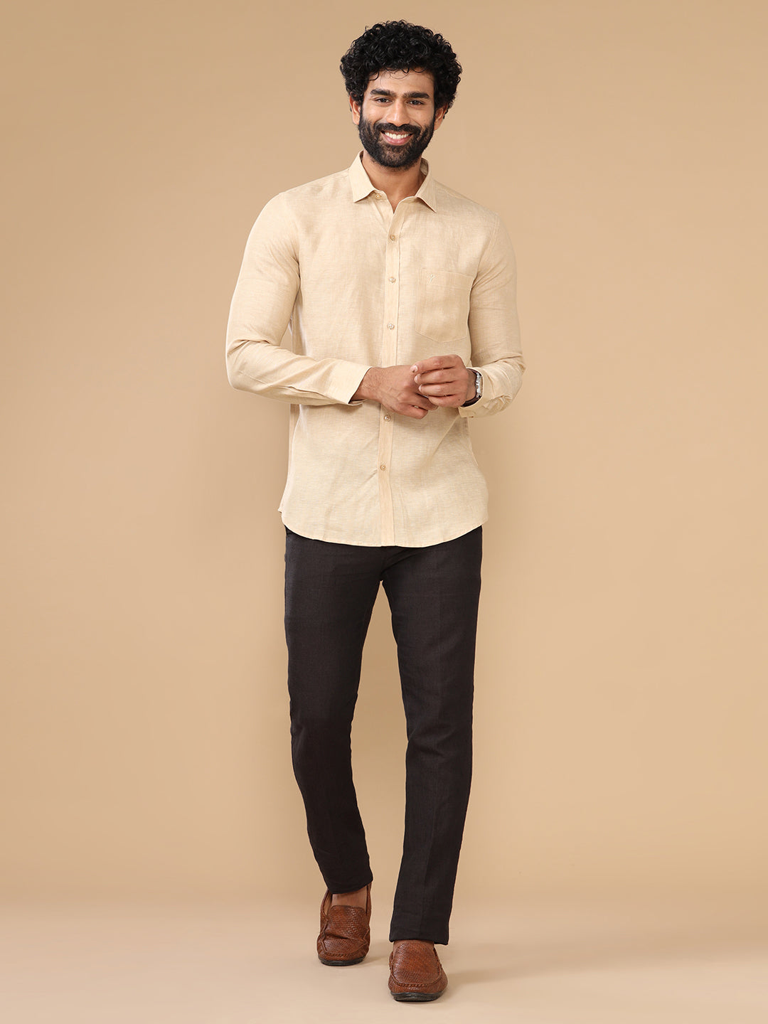 Men Pure Linen Shirt Sandal