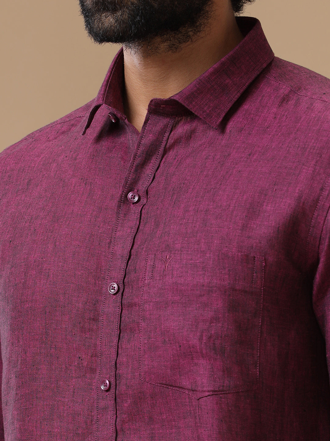 Mens Pure Linen Shirt Deep Pink