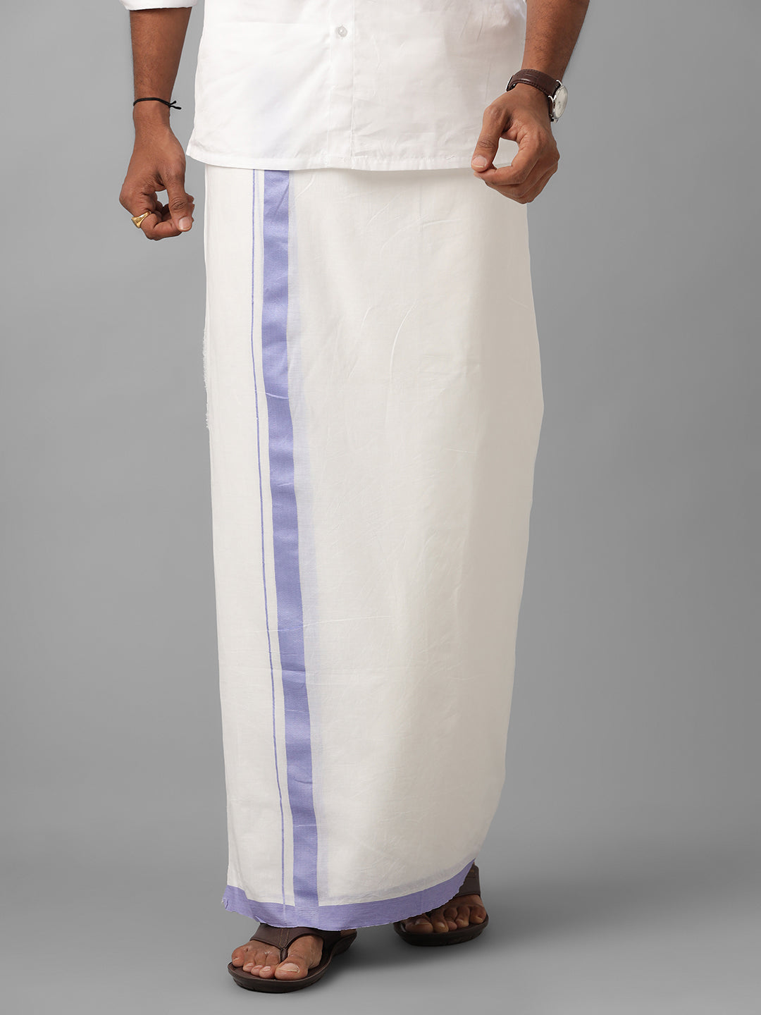 100% Cotton Double Dhoti White Success Spl