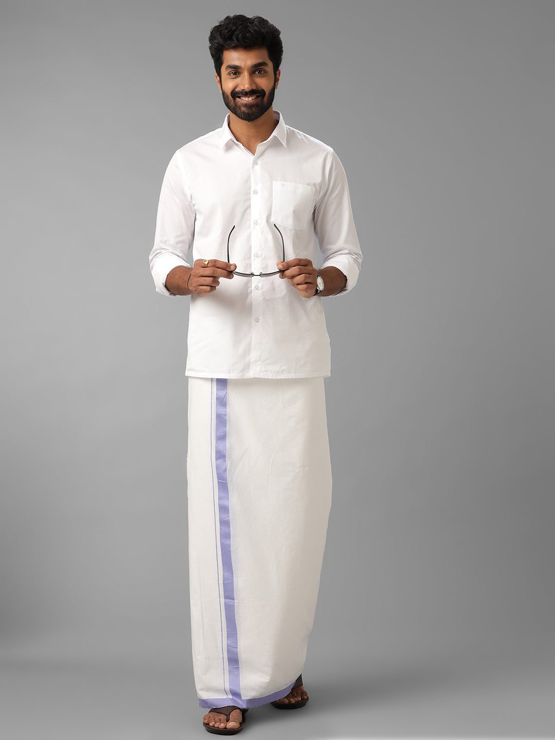 100% Cotton Double Dhoti White Success Spl