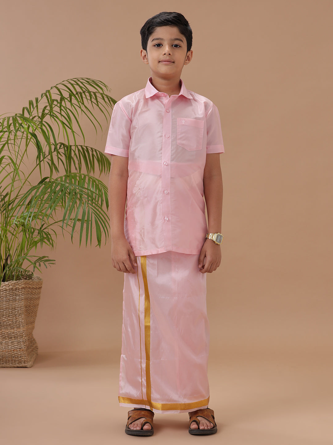 Boys Shirt & Dhoti Sets Swayamvara Pink