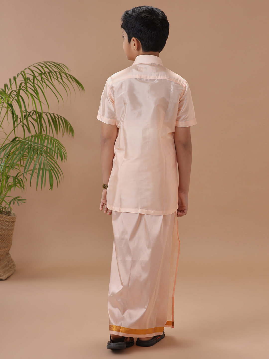 Boys Shirt & Dhoti Sets Swayamvara Peach