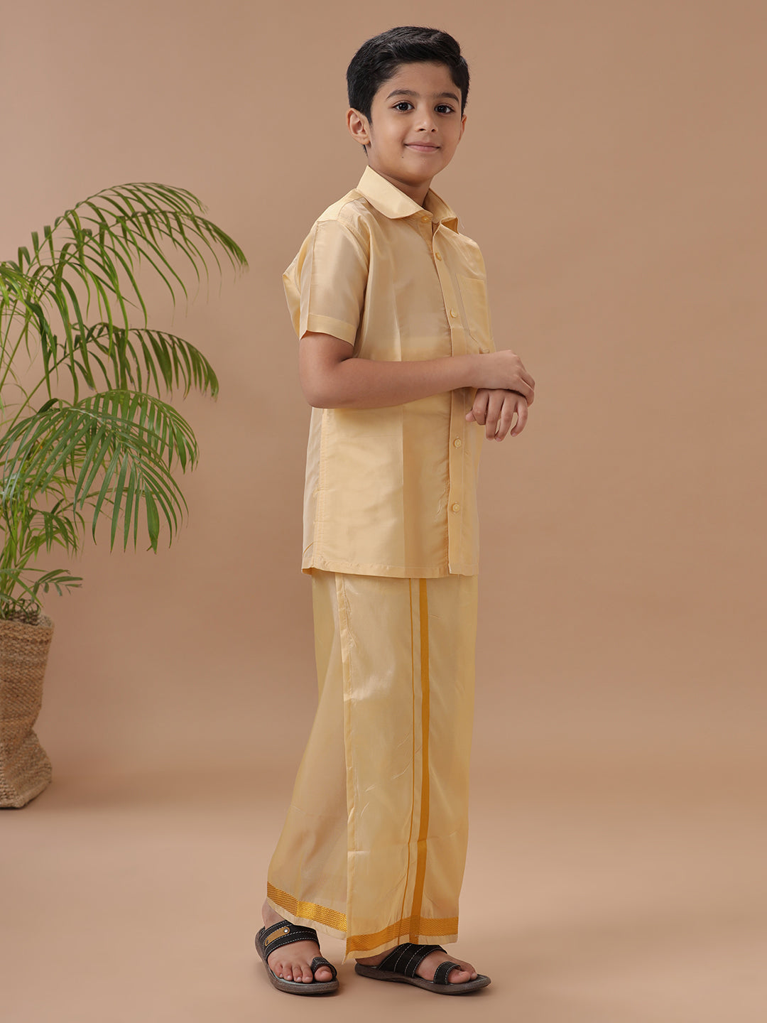 Father & Son Full Sleeves Art Silk Combos Swayamvara Gold