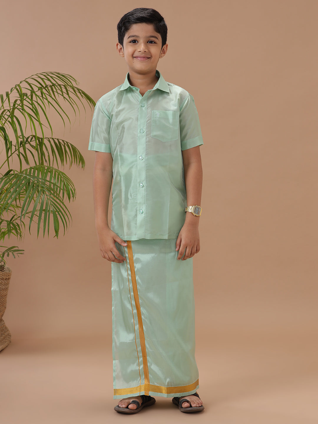 Boys Shirt & Dhoti Sets Swayamvara Green