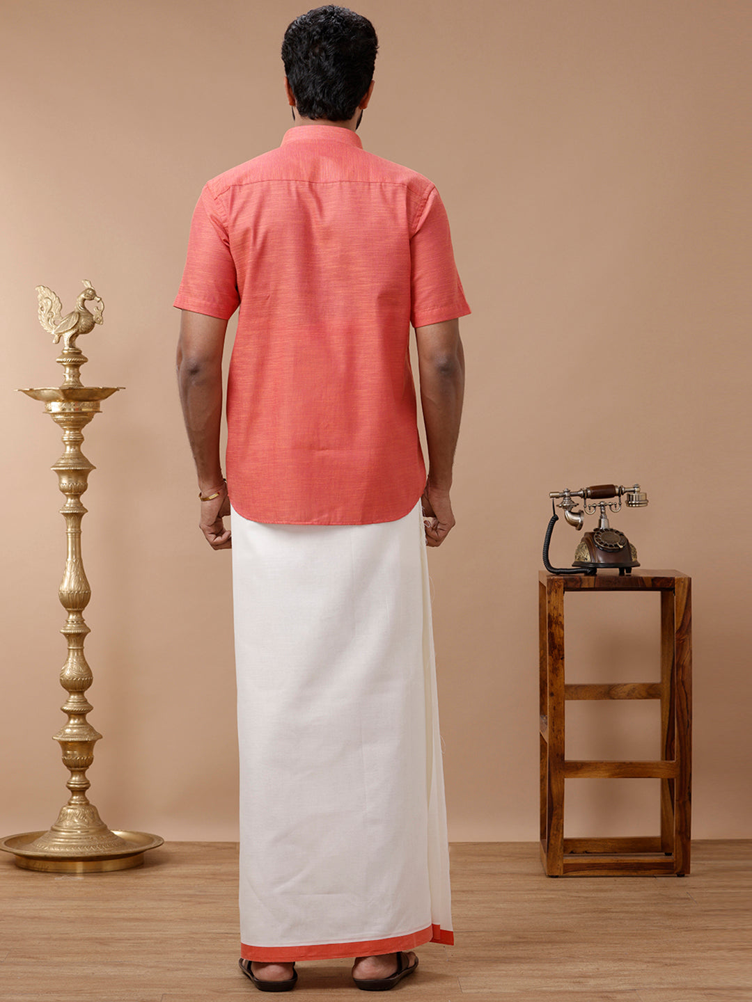 Mens Kora Double Dhoti Red Terra Kora Fancy