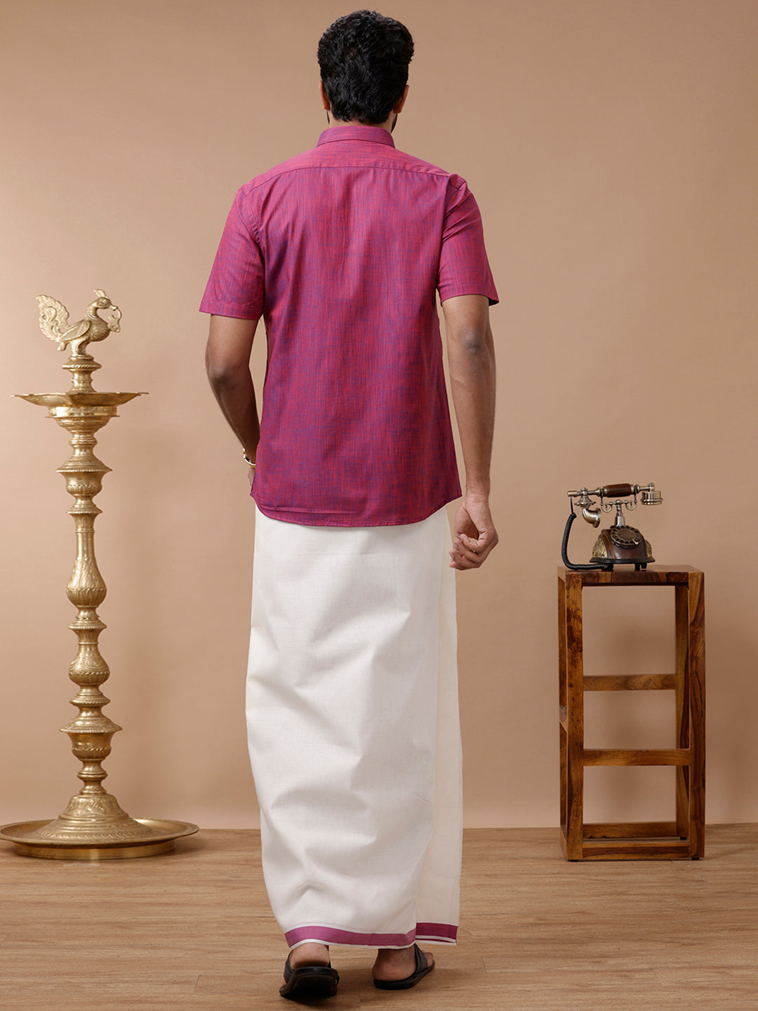 Mens Kora Double Dhoti Purple Terra Kora Plain