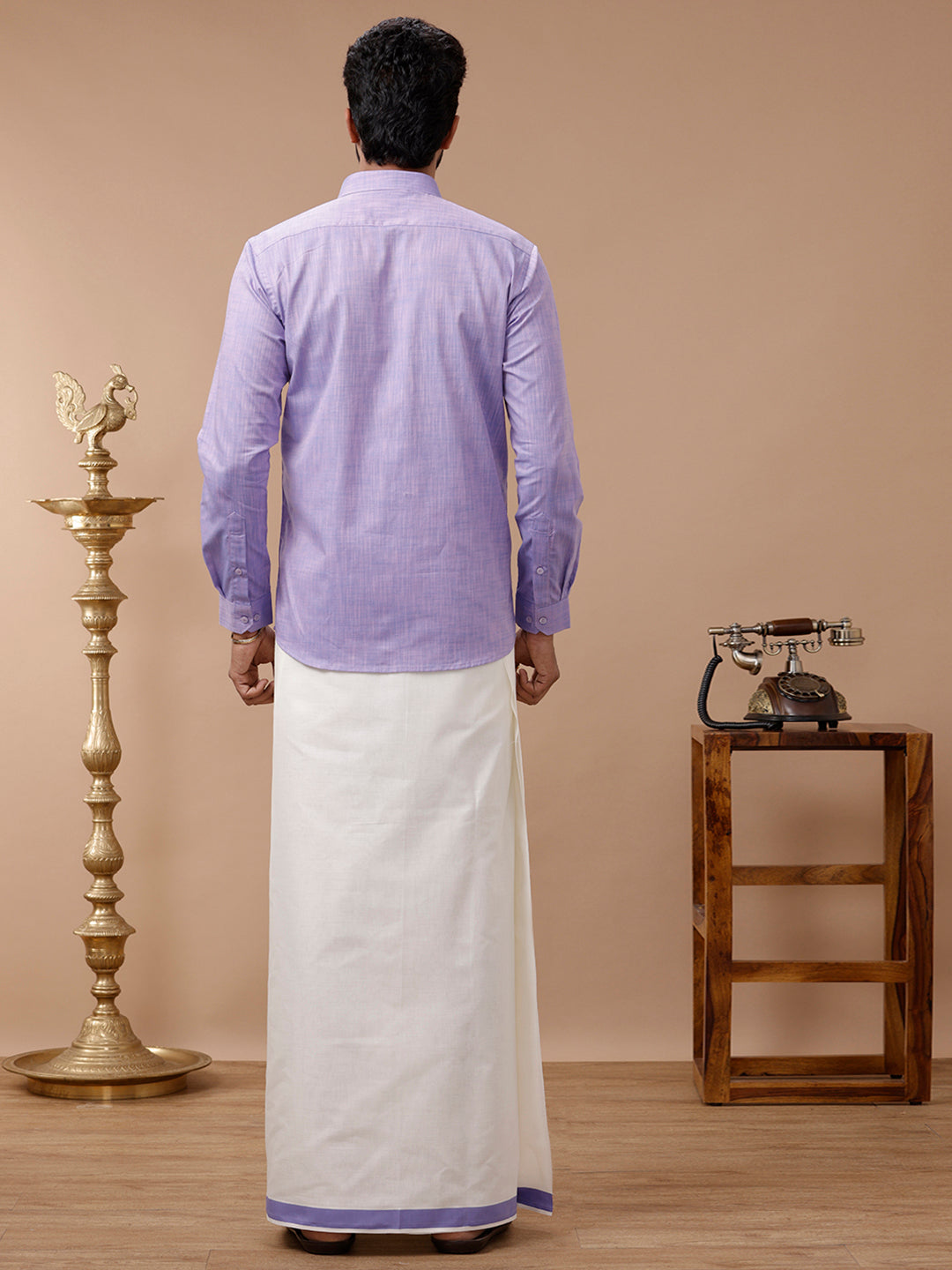 Mens Kora Double Dhoti Violet Terra Kora Plain