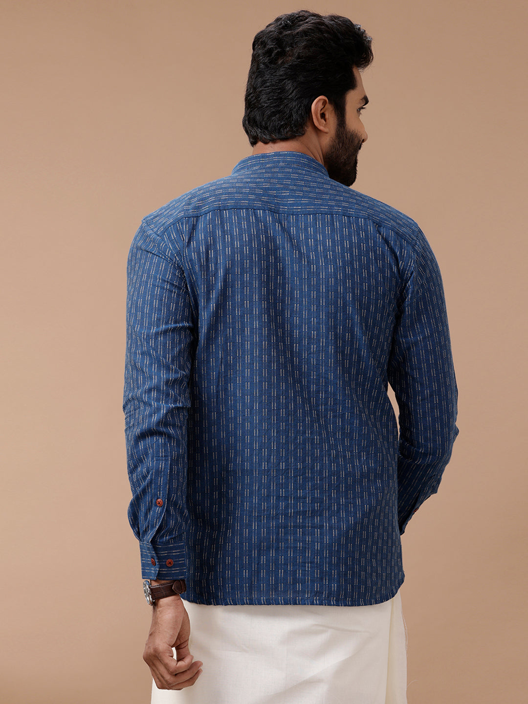 Mens Short Length Pocket Kurta Blue PB14