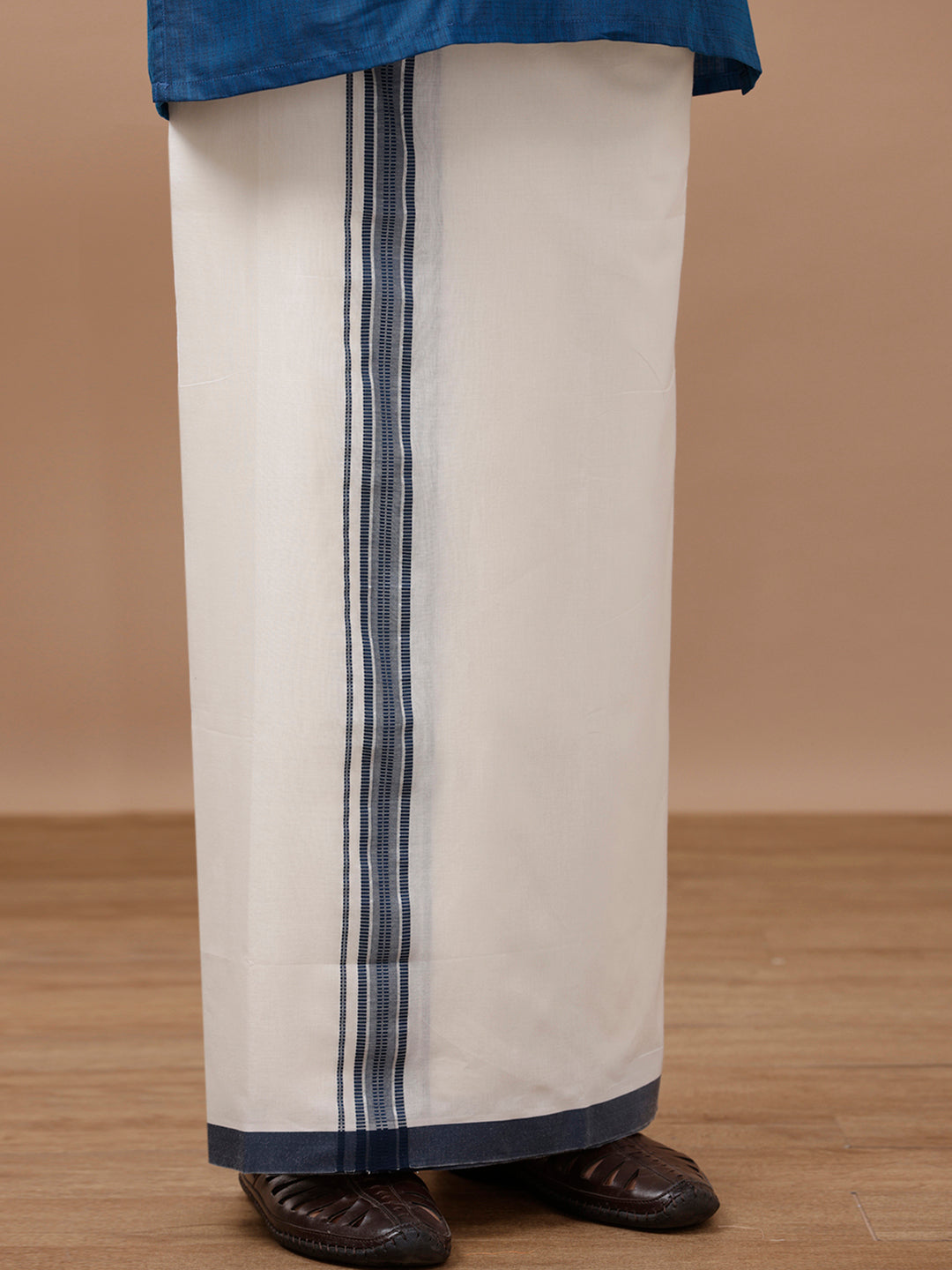 Mens Kora Double Dhoti Navy Anchor Kora Silver Fancy